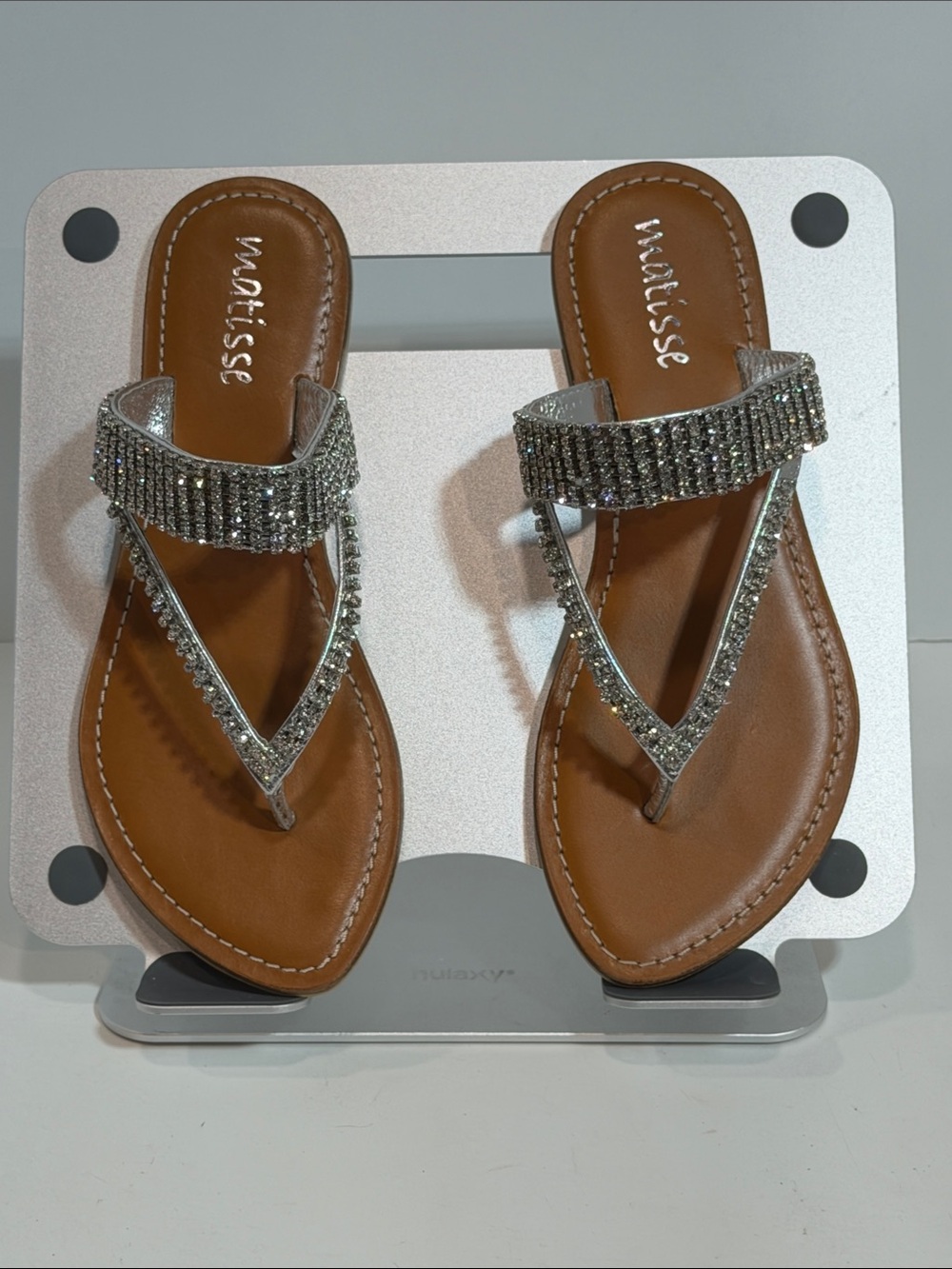Matisse Bliss Silver Rhinestone Thong Sandals NIB Sparkle Crystal Flat Slide